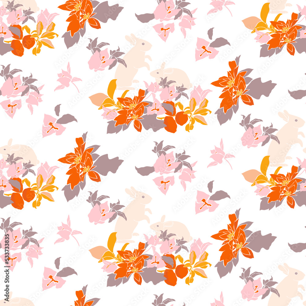 Vector Seamless Patterns for Textiles, Wallpapers, Bouquets, Citrus, Children, Bouquets, Flowers, Freak Fruit Roses, Bindweed, Birds, Border,