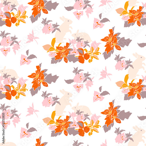 Vector Seamless Patterns for Textiles, Wallpapers, Bouquets, Citrus, Children, Bouquets, Flowers, Freak Fruit Roses, Bindweed, Birds, Border,