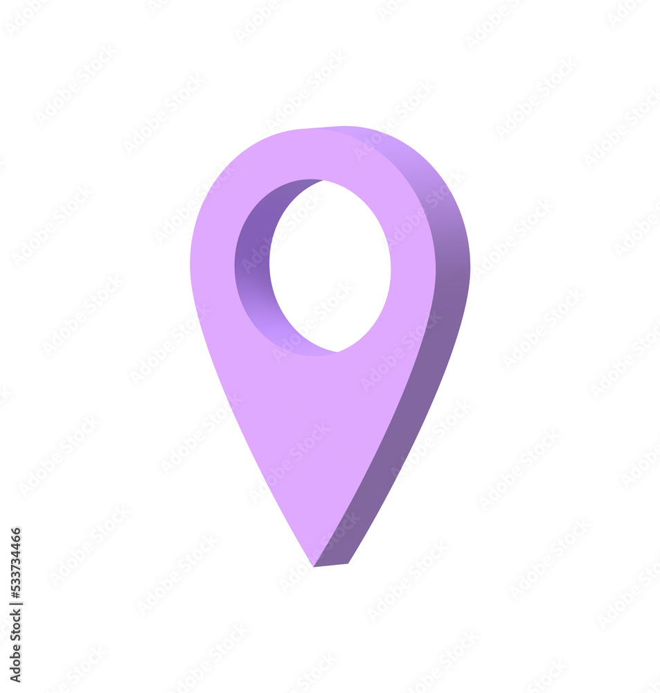 3D purple location icon isolated on white background 3D purple location icon isolated on white background
