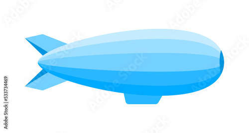 Blue airship isolated on white background. Flat vector illustration photo