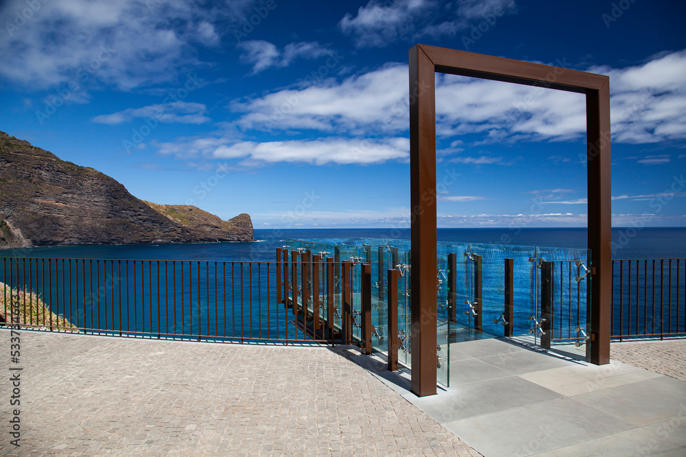 Glass bottomed skywalk, Cabo Girao, Funchal, Madeira, Portugal  Europe