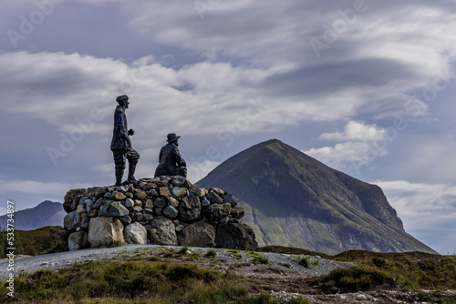 Sligachan monument to the explorers Collie and Mackenzie , Sligachan, Isle of Skye, Scotland photo