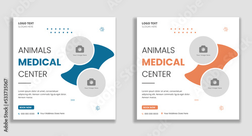 Animal medical center social media post and web banner