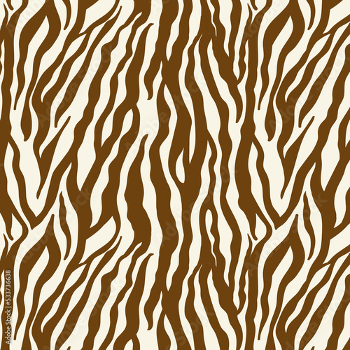 Seamless vector brown and beige zebra fur pattern