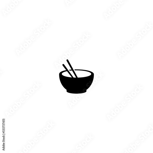 vector illustration of bowl and chopsticks for icon, symbol or logo for noodle restaurant
