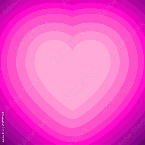 Heartshaped abstract concentric vector background. cute, romantic, aesthetic. pink, purple. valentine. backdrop, banner, card, design.