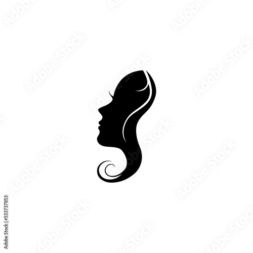 vector illustration of a female face silhouette seen from the side for an icon, symbol or logo. suitable for salon logos, spas or women's beauty products