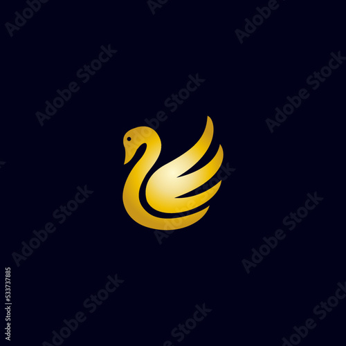Fototapeta Naklejka Na Ścianę i Meble -  golden swan vector design for icon, symbol or logo. swan luxury logo