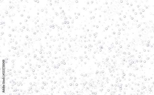Underwater fizzing bubbles, soda or champagne carbonated drink, sparkling water isolated on white background. Effervescent drink. Aquarium, sea, ocean bubbles vector illustration.