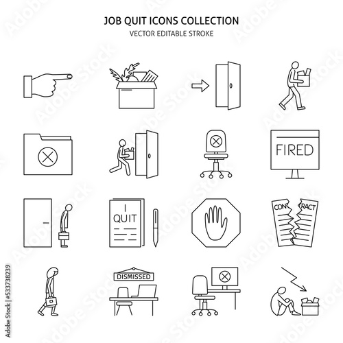 Job quit icon set in line style