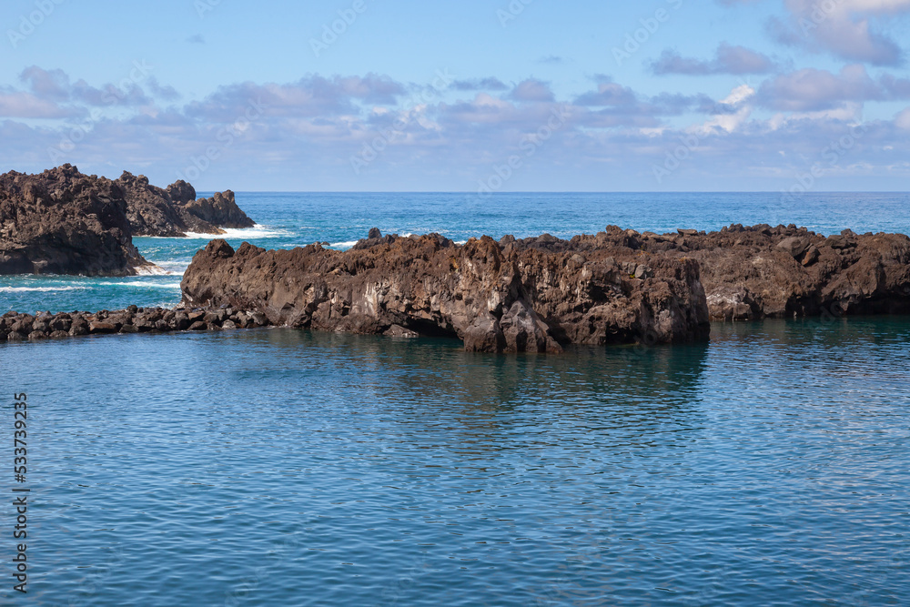 Cliffs and bay of Seixal,  Madeira, Portugal, Europe