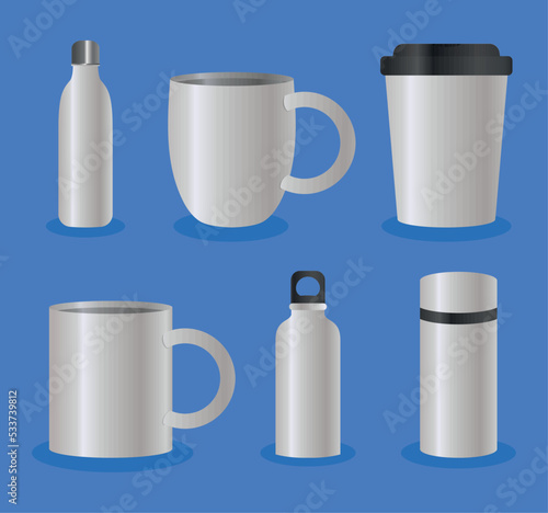 bottles and coffee mugs