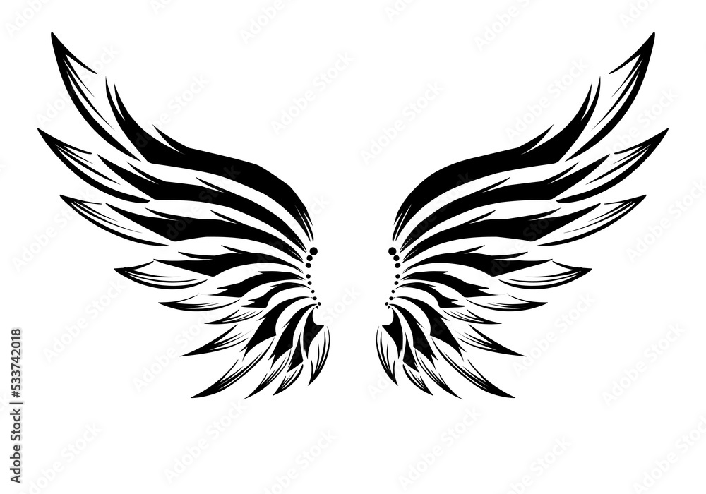 Obraz premium Vector tribal angel wing logo