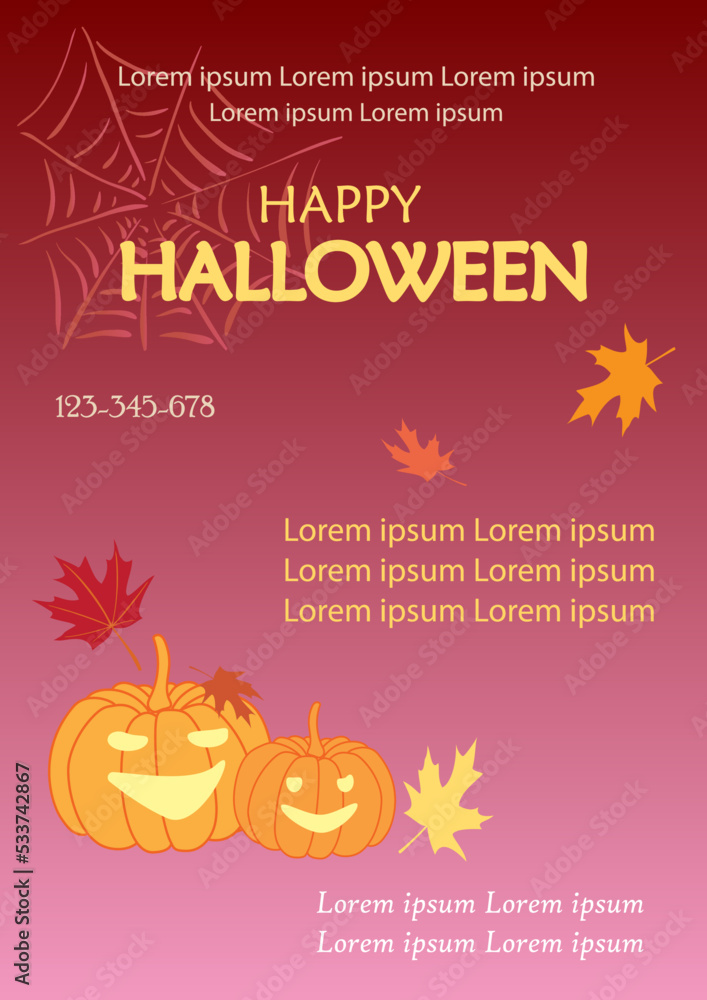 Naklejka premium red orange banner for halloween - vector a4 template
