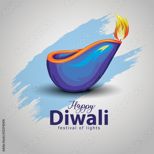 Print happy Diwali. Indian festivals of light with colorful diya. vector illustration design