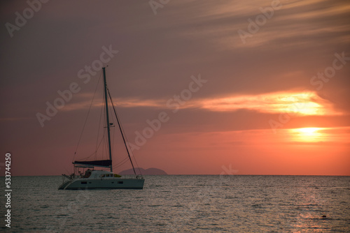 sailboat at sunset
