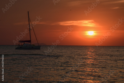 sailboat at sunset
