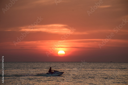 boat at sunset