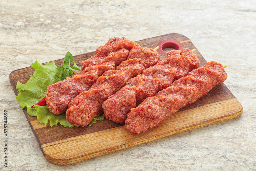 Raw beef kebab minced meat