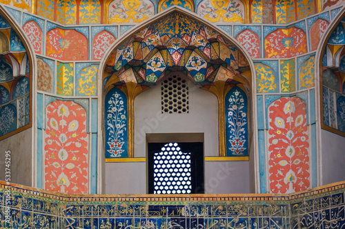 Mosaic art detail of the Abdul Aziz Khan mosque in the Bukhara, Uzbekistan