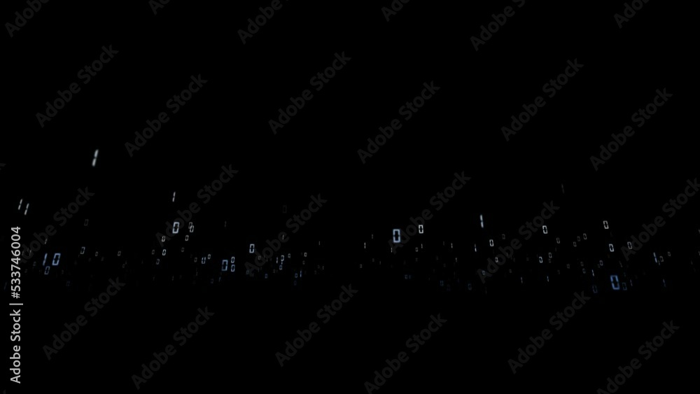 Digital binary numbers looped on clean black copy space background. Digital binary numbers looped on clean black copy space background.