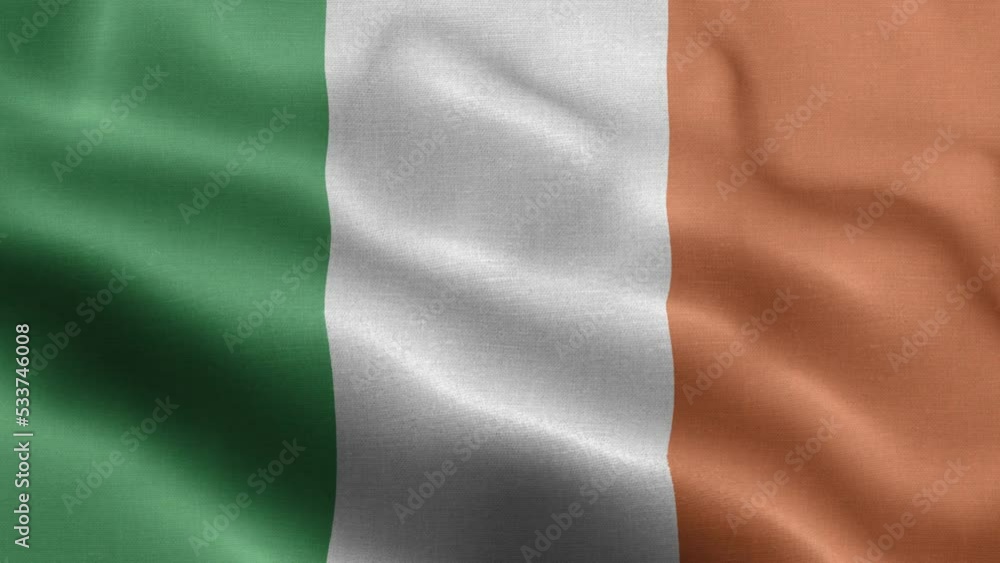 Flag Of Ireland - Ireland Flag High Detail - National flag Ireland wave Pattern loopable Elements - Fabric texture and endless loop - Highly Detailed Flag - The flag of fluttering in the wind Flag Of Ireland - Ireland Flag High Detail - National flag Ireland wave Pattern loopable Elements - Fabric texture and endless loop - Highly Detailed Flag - The flag of fluttering in the wind