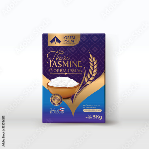 Rice Package Mockup Thailand food Products, vector illustration