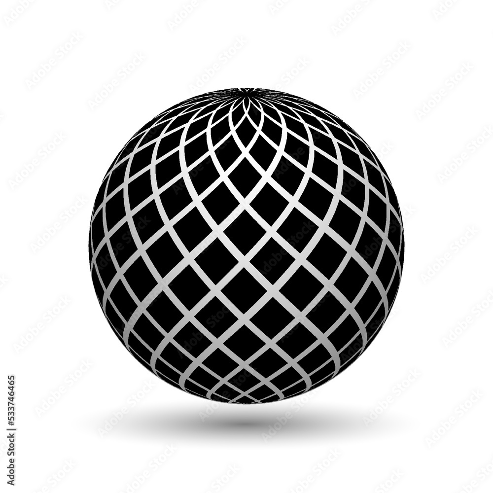 Abstract halftone 3d sphere, realistic 3d printed ball Abstract halftone 3d sphere, realistic 3d printed ball