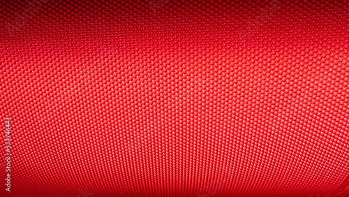 Red metallic bubble texture. Abstract metal background. Fragment of a grain separation machine