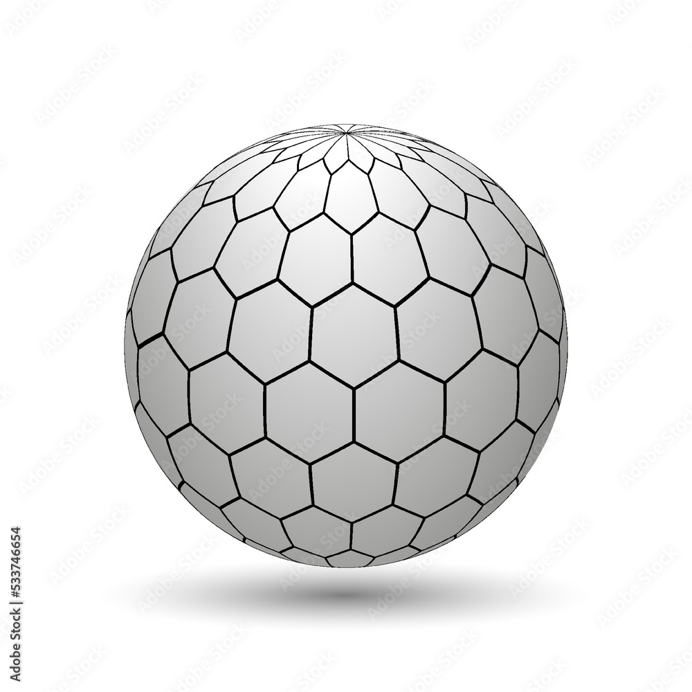 Fototapeta premium Abstract halftone 3d sphere, realistic 3d printed ball