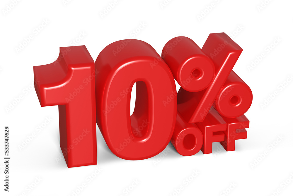 10% off 3d text banner sign, 3D illustration 10% off 3d text banner sign, 3D illustration