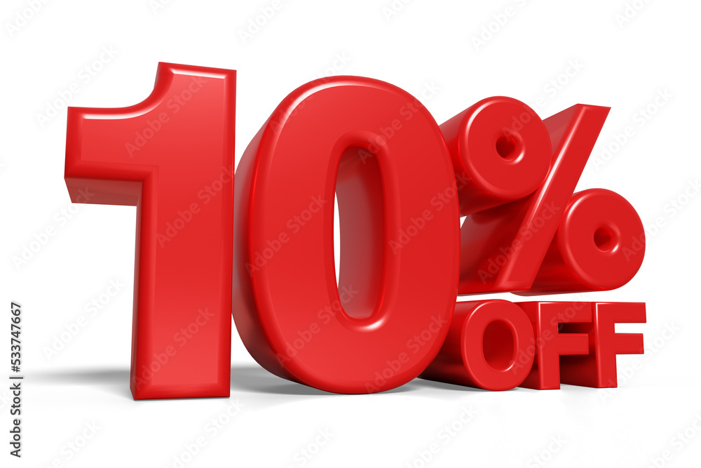 10% off 3d text banner sign, 3D illustration 10% off 3d text banner sign, 3D illustration