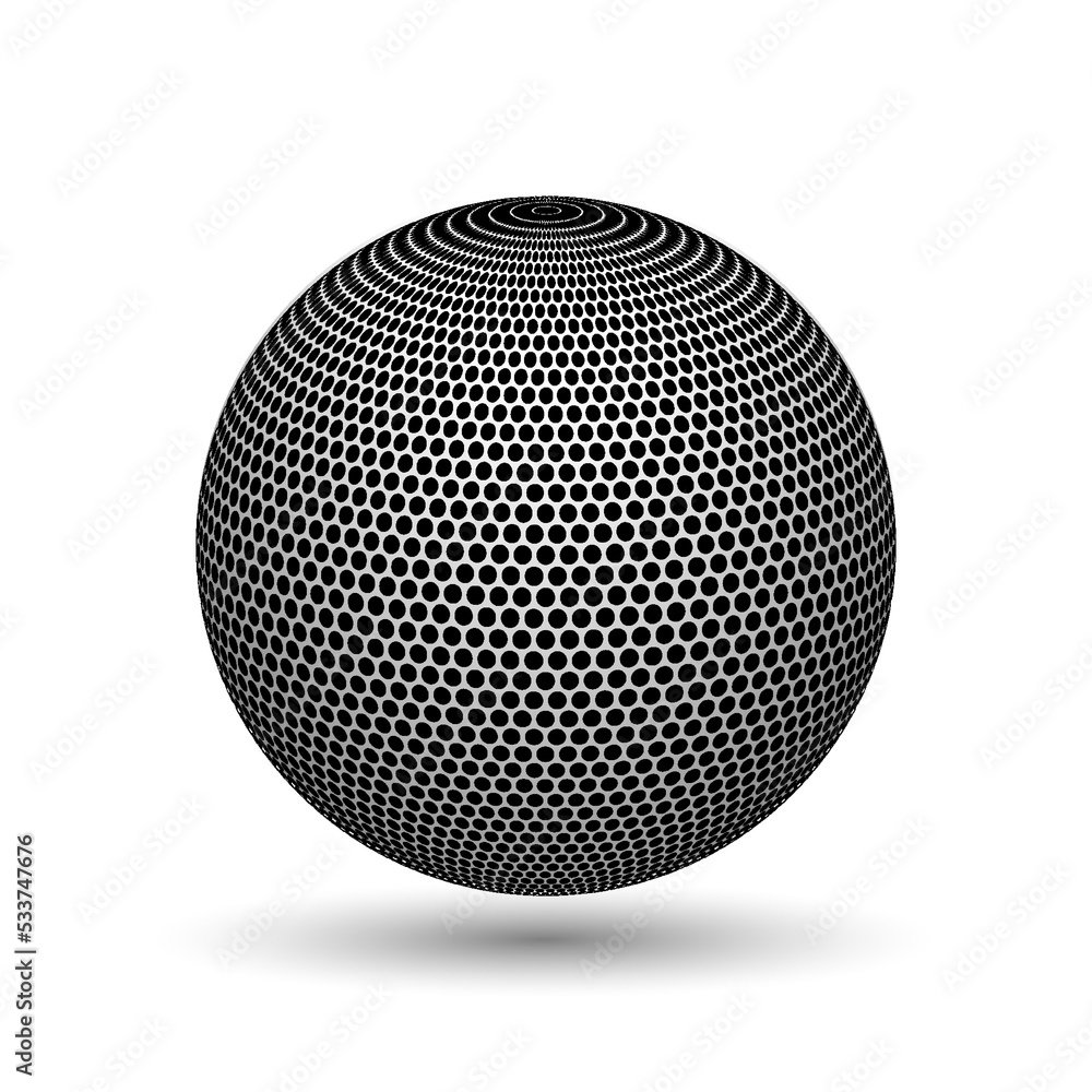 Abstract halftone 3d sphere, realistic 3d printed ball Abstract halftone 3d sphere, realistic 3d printed ball