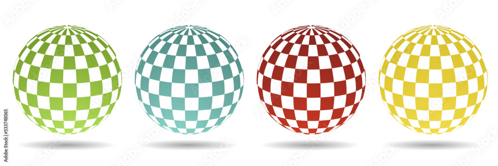 Abstract halftone 3D spheres. Halftone balloons with a square print.
