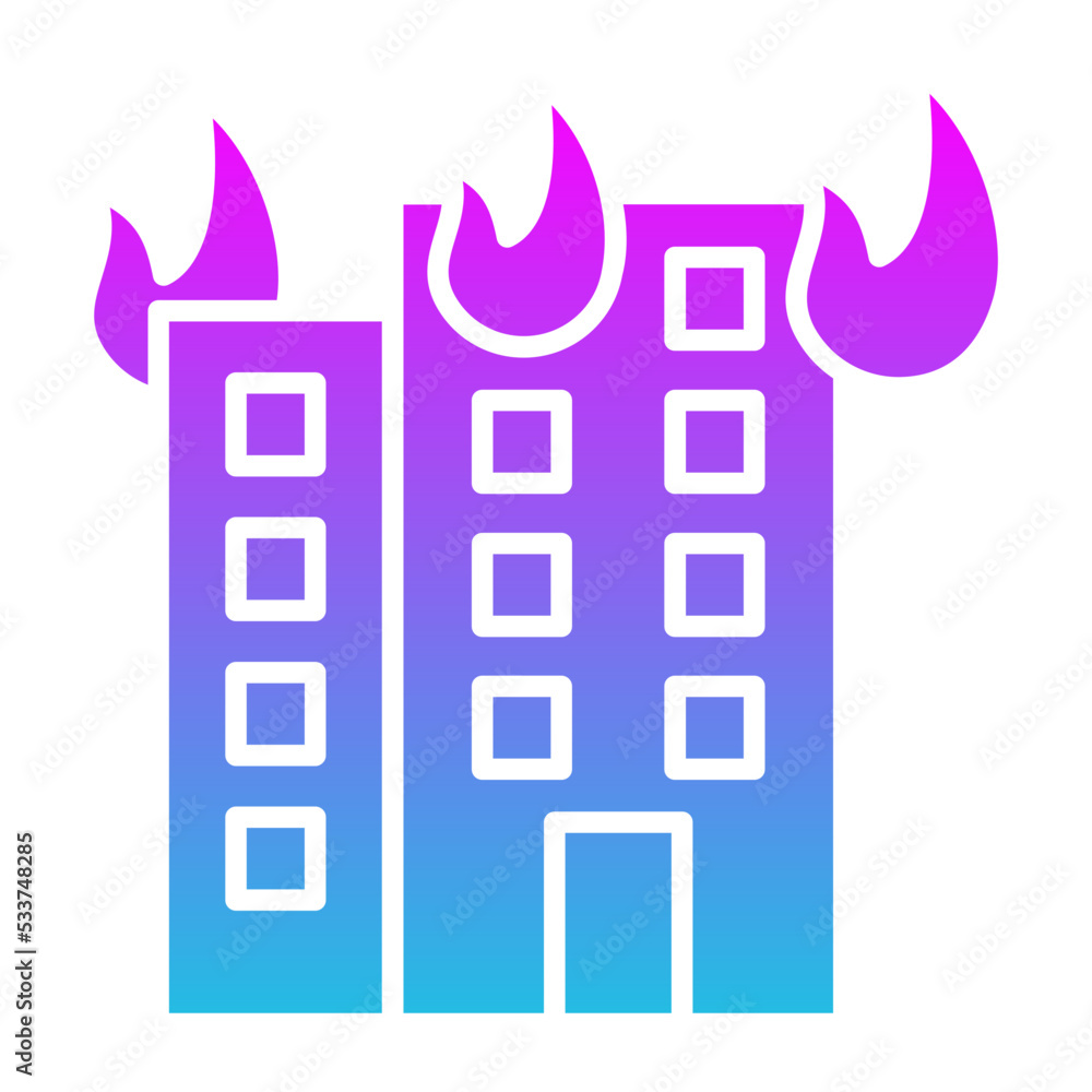 Fototapeta premium Building Fire Glyph Gradient Icon