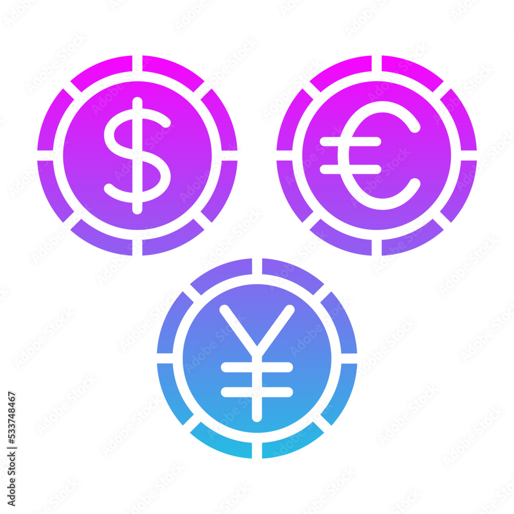 Currencies Glyph Gradient Icon Currencies Glyph Gradient Icon