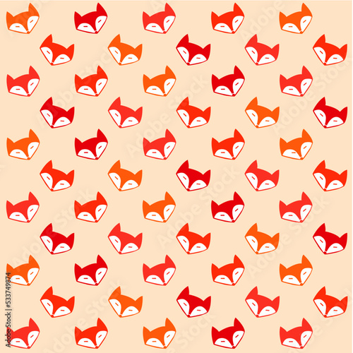 Foxes pattern, autumn colors, vector graphic.