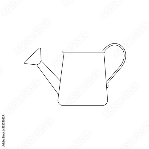 Watering Can Outline Icon Illustration on White Background