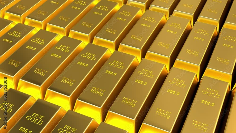 Close-up view of fine gold bars. 4K Footage Close-up view of fine gold bars. 4K Footage