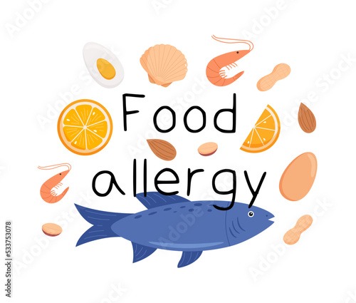 Food allergies word concept banner