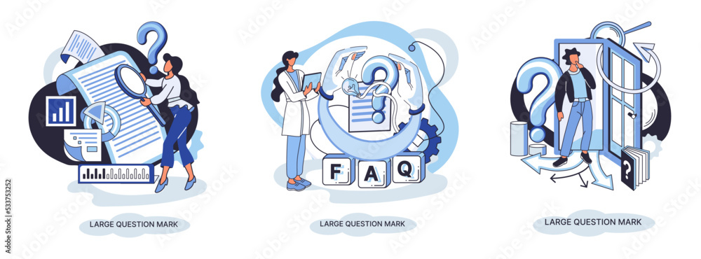 Fototapeta premium Ladge question mark metaphor. Problem and solution concept, question mark. Ask questions and receive answers. Online support center. Solving complex issues, why sign forum. FAQ frequently asked help