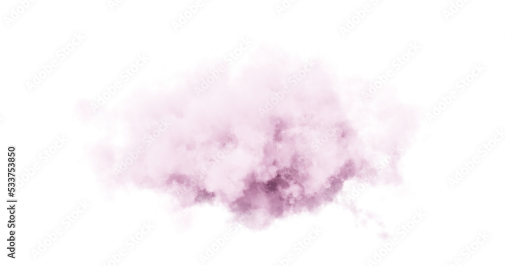 Pink cloud on white background. 3d rendering.	