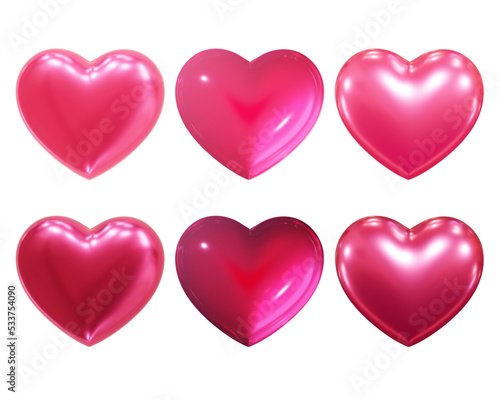 Three-dimensional shiny Heart collection,  3D illustration