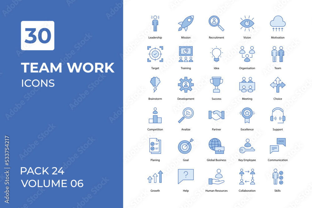 Team Work icons collection. Set vector line with elements for mobile concepts and web apps. Collection modern icons.