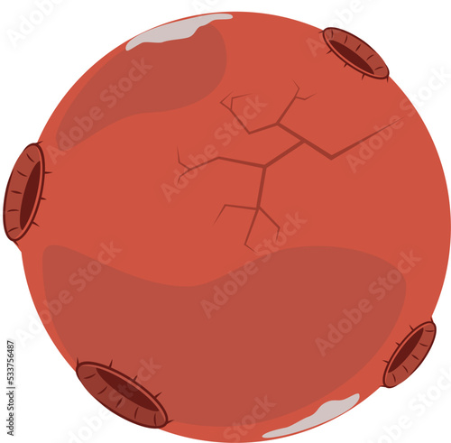 red planet 2d vector mars, flat isolated