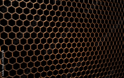Beautiful pattern of bronze mesh on a black background