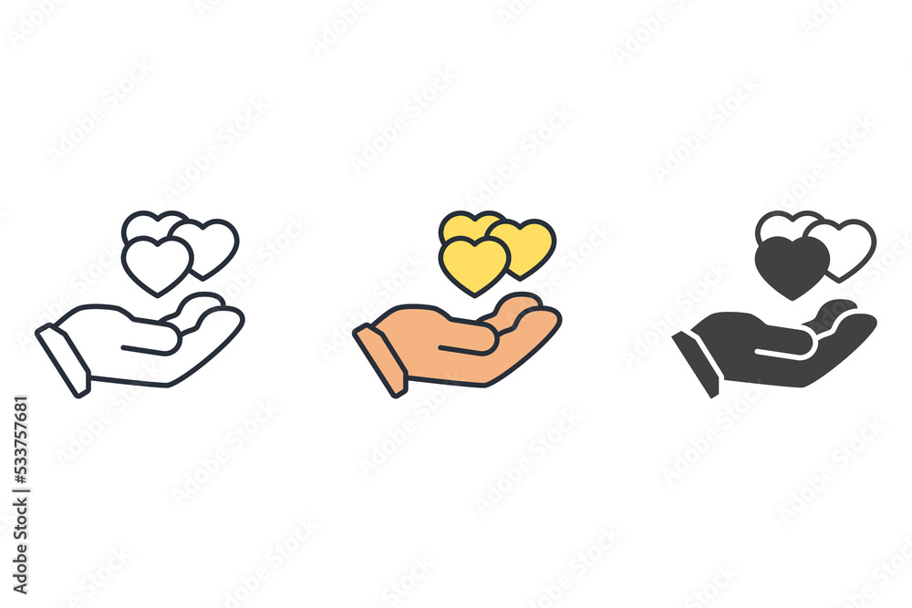 giving love icons  symbol vector elements for infographic web
