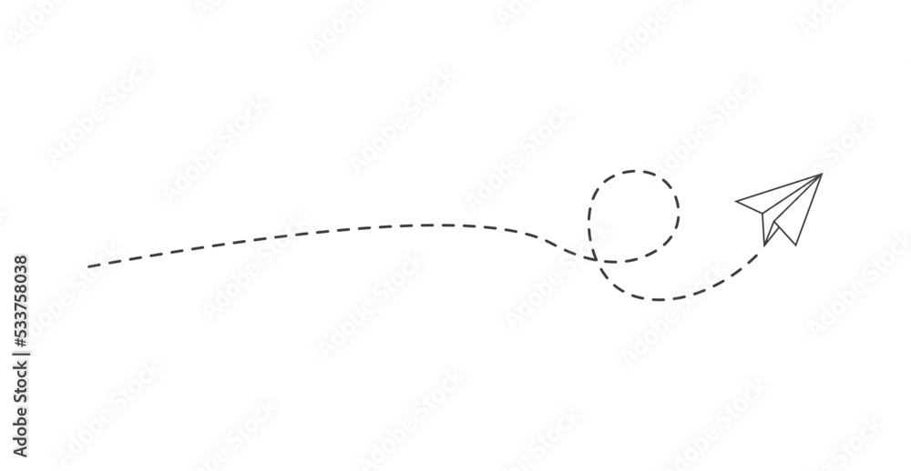 Dashed line paper airplane route