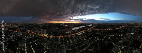 Panorama sky and cloud white and orange clouds, Beautiful sunset sky for Nature backgrounds. 