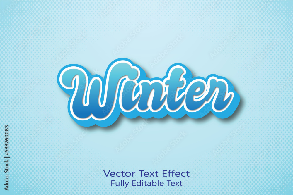 Winter 3d editable vector text effect Winter 3d editable vector text effect